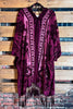 LA VIE BOHEME VELVET BURNOUT KIMONO BURGUNDY