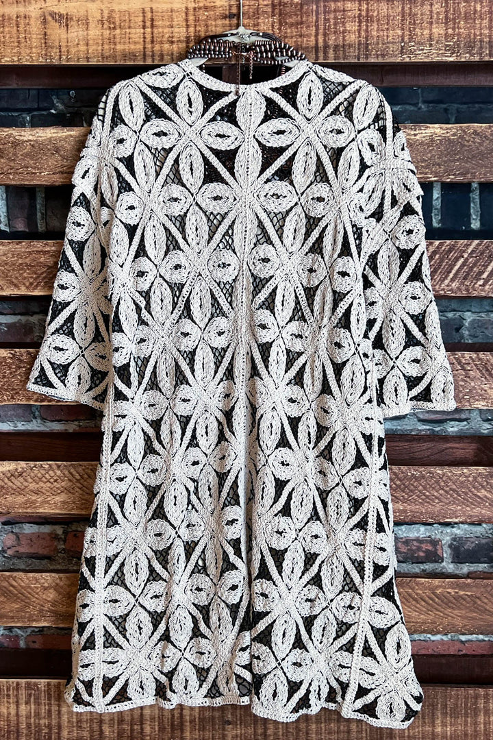 Magic In My Heart 100% Cotton Artisan Cardigan Jacket Beige/Black-------Sale