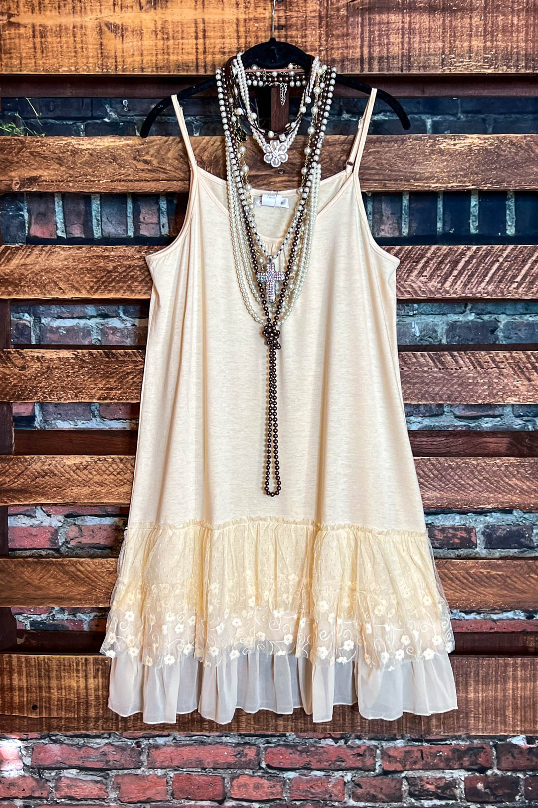 I'M ETERNALLY YOURS LAYERING SLIP DRESS EXTENDER IN BEIGE