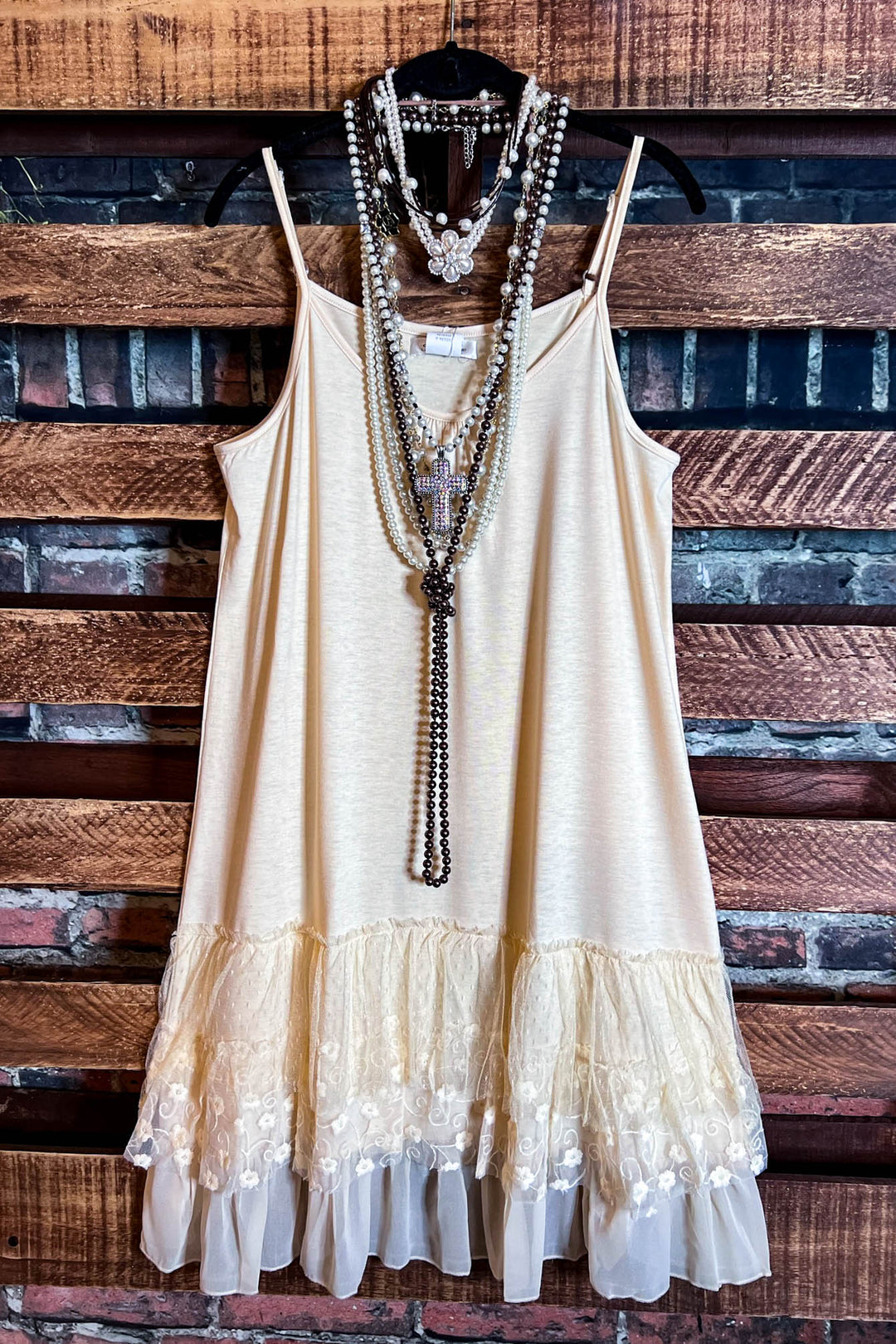 I'M ETERNALLY YOURS LAYERING SLIP DRESS EXTENDER IN BEIGE