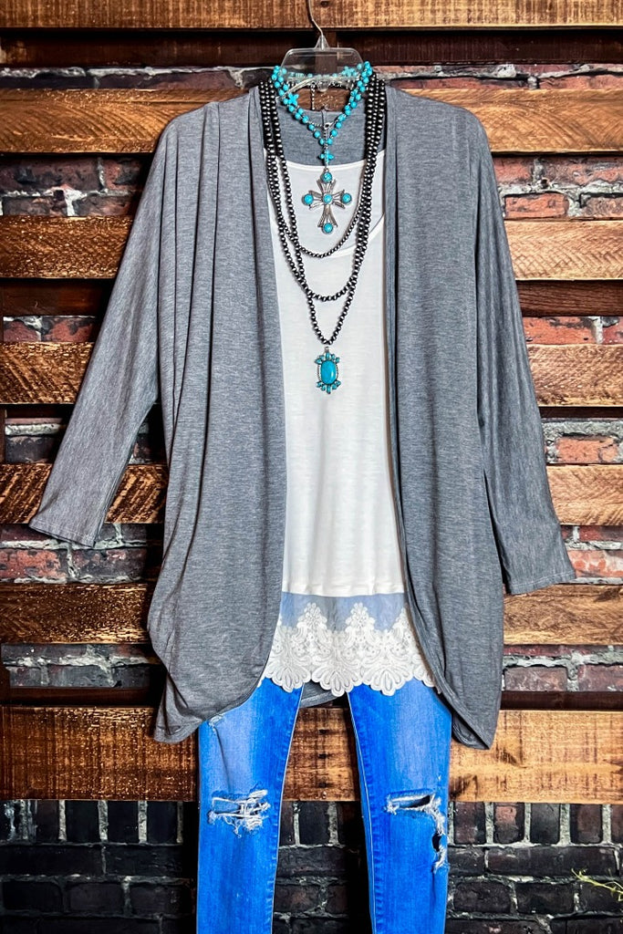 EVERY MOMENT LIGHTWEIGHT CARDIGAN IN GRAY