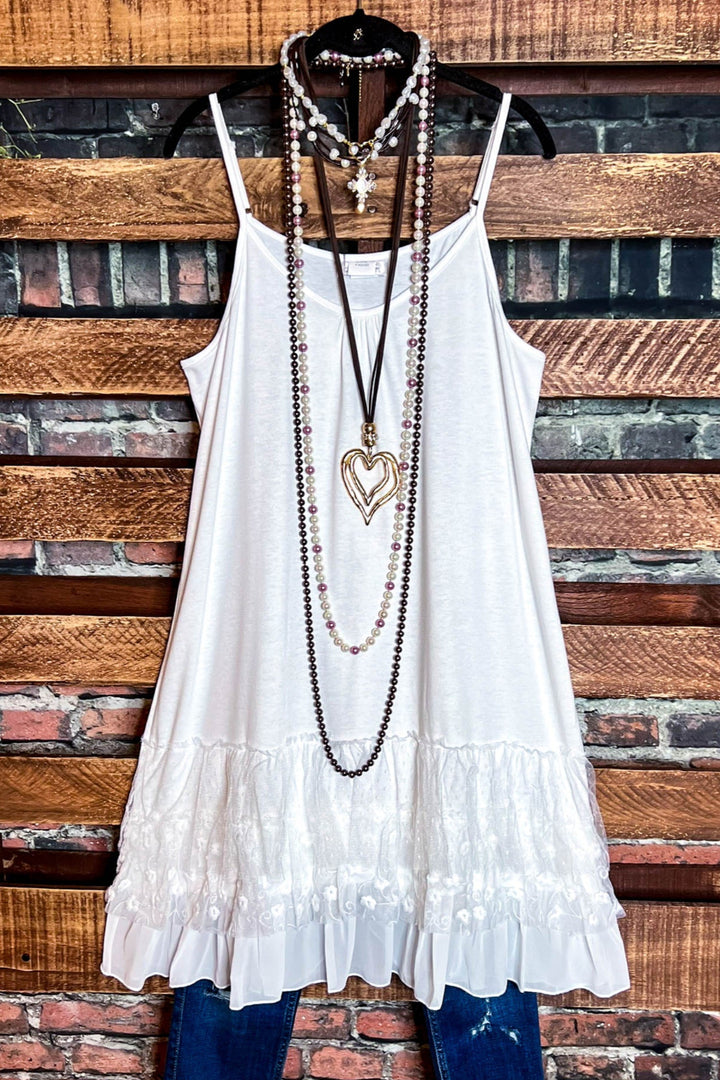 I'M ETERNALLY YOURS LACE SLIP DRESS EXTENDER WHITE