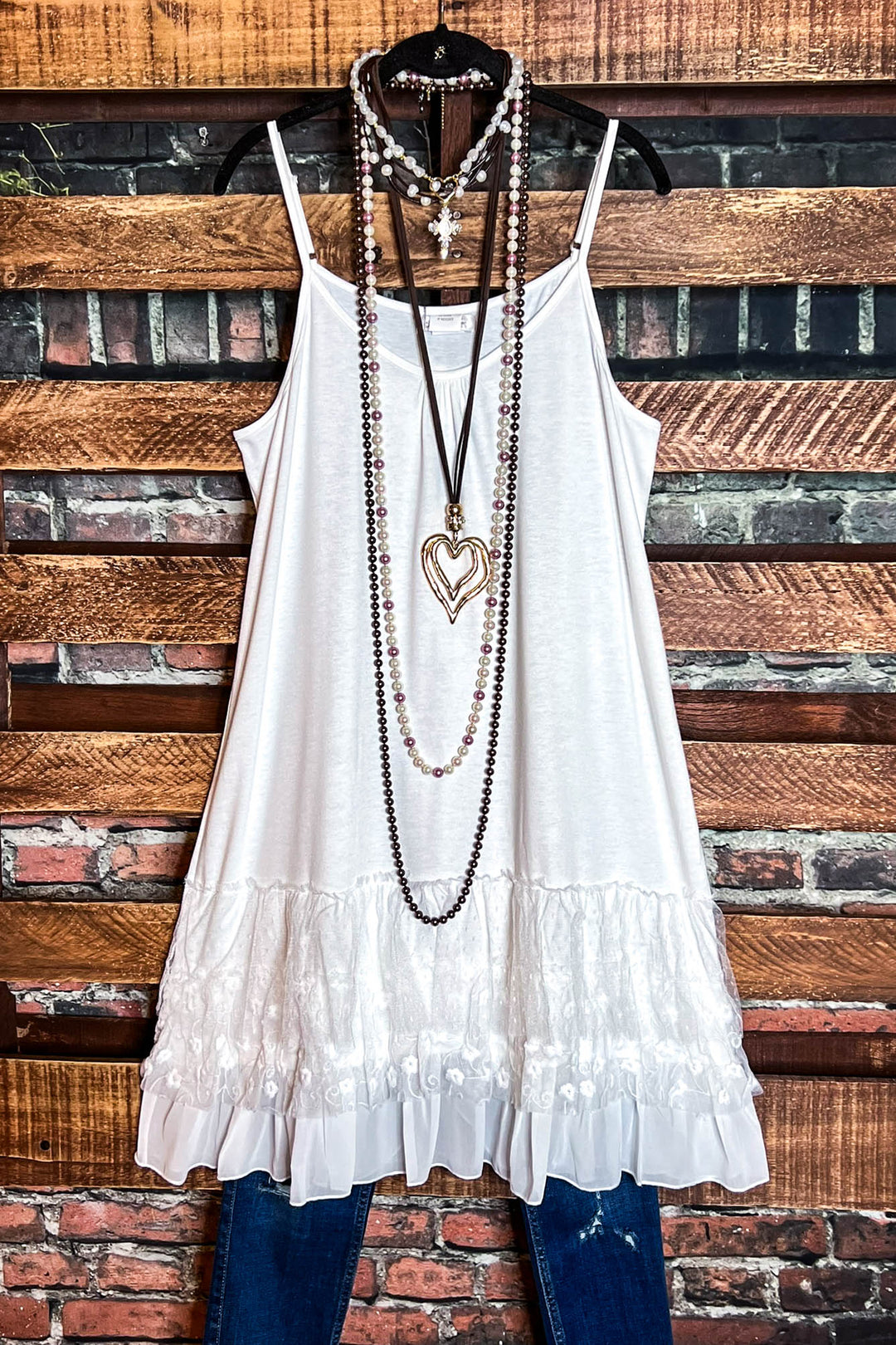 I'M ETERNALLY YOURS LACE SLIP DRESS EXTENDER WHITE