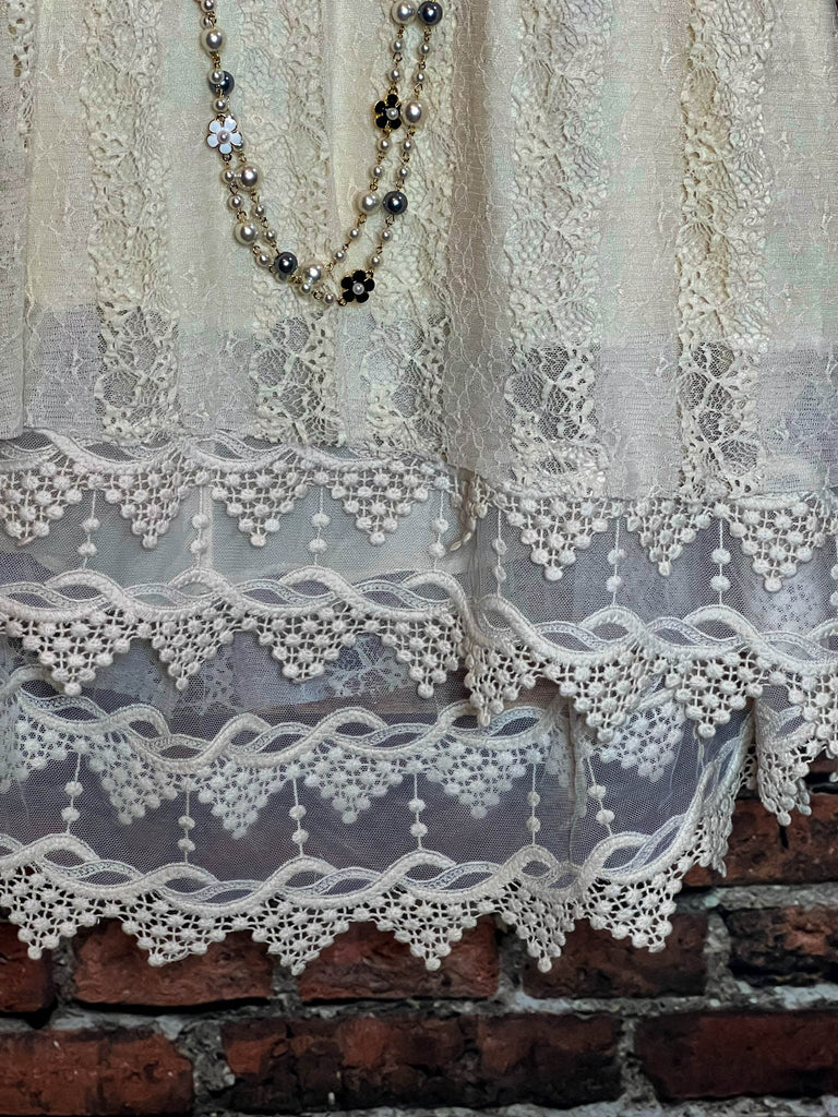 LOST IN LOVE BEIGE LACE TUNIC DRESS