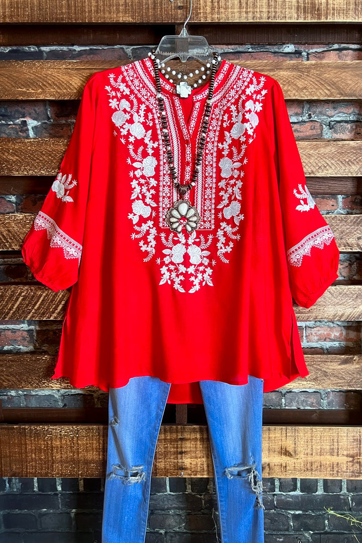 GRACEFUL MOVEMENTS TOP IN RED -----SALE