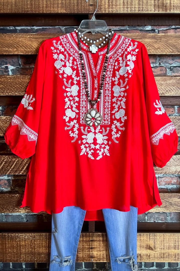 GRACEFUL MOVEMENTS TOP IN RED -----SALE