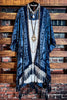 LA VIE BOHEME NAVY BLUE VELVET BURNOUT KIMONO