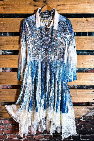 MATTERS OF THE HEART LACE CARDIGAN KIMONO DUSTY MOCHA