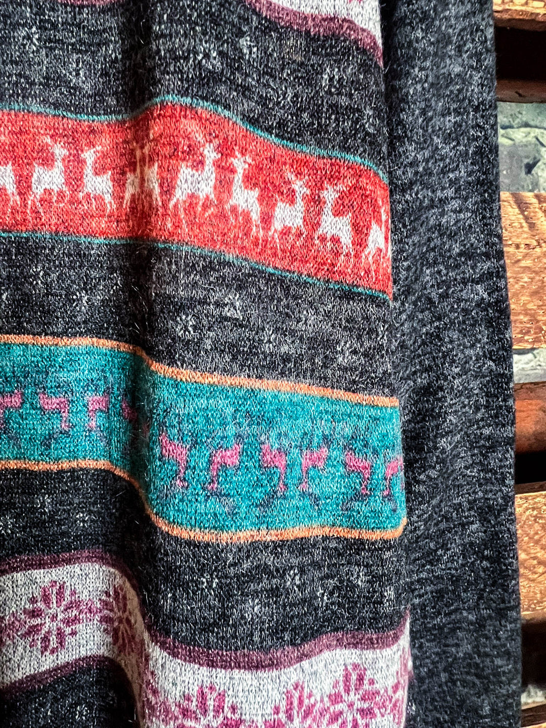 That Cozy Feeling Hoodie Sweater Tunic Charcoal & Multi-Color------Sale