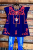 100% COTTON EMBROIDERED BLOUSE IN NAVY BLUE ------- SALE
