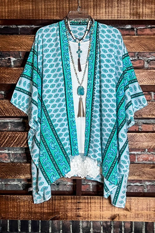 PURE PERFECTION BOHO-CHIC 100% SILK  SET TOP & JACKET IN CRYSTAL COLOR