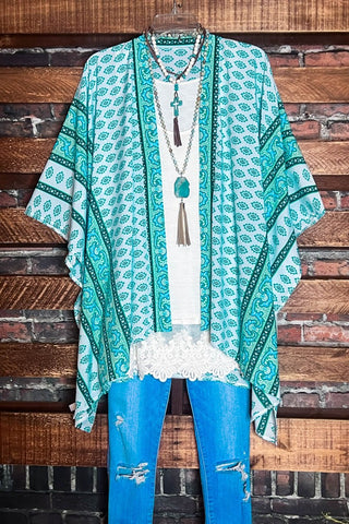 A FABULOUS HEART LACE SAGE DUSTER CARDIGAN KIMONO