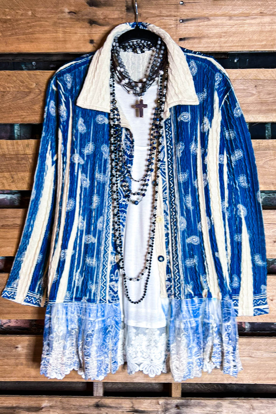 Something Good Royal Blue Paisley Embellished Jacket