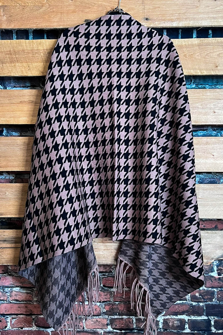 JUST CAN'T HELP LOVING YOU CARDIGAN RUANA IN BLACK & MOCHA