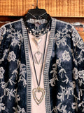 Le Bohemian Magic Dance Tie Dye & Embroidered Kimono in Black