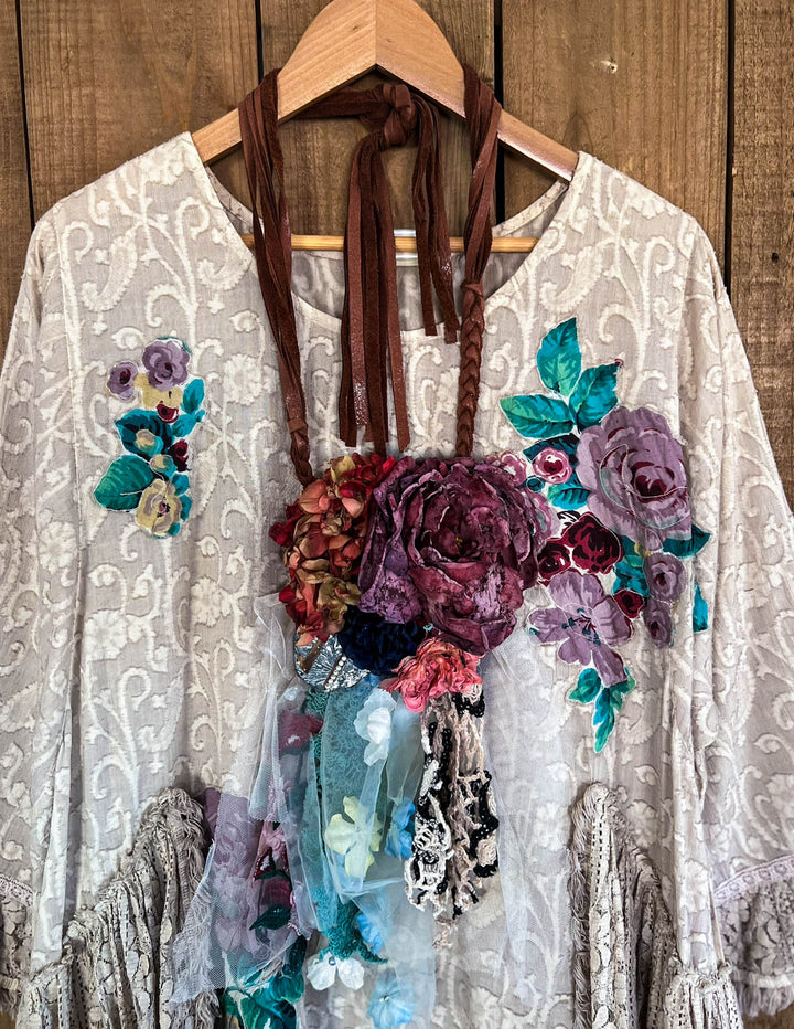 Abbey 100% Cotton Vintage Inspired Dress - Natural