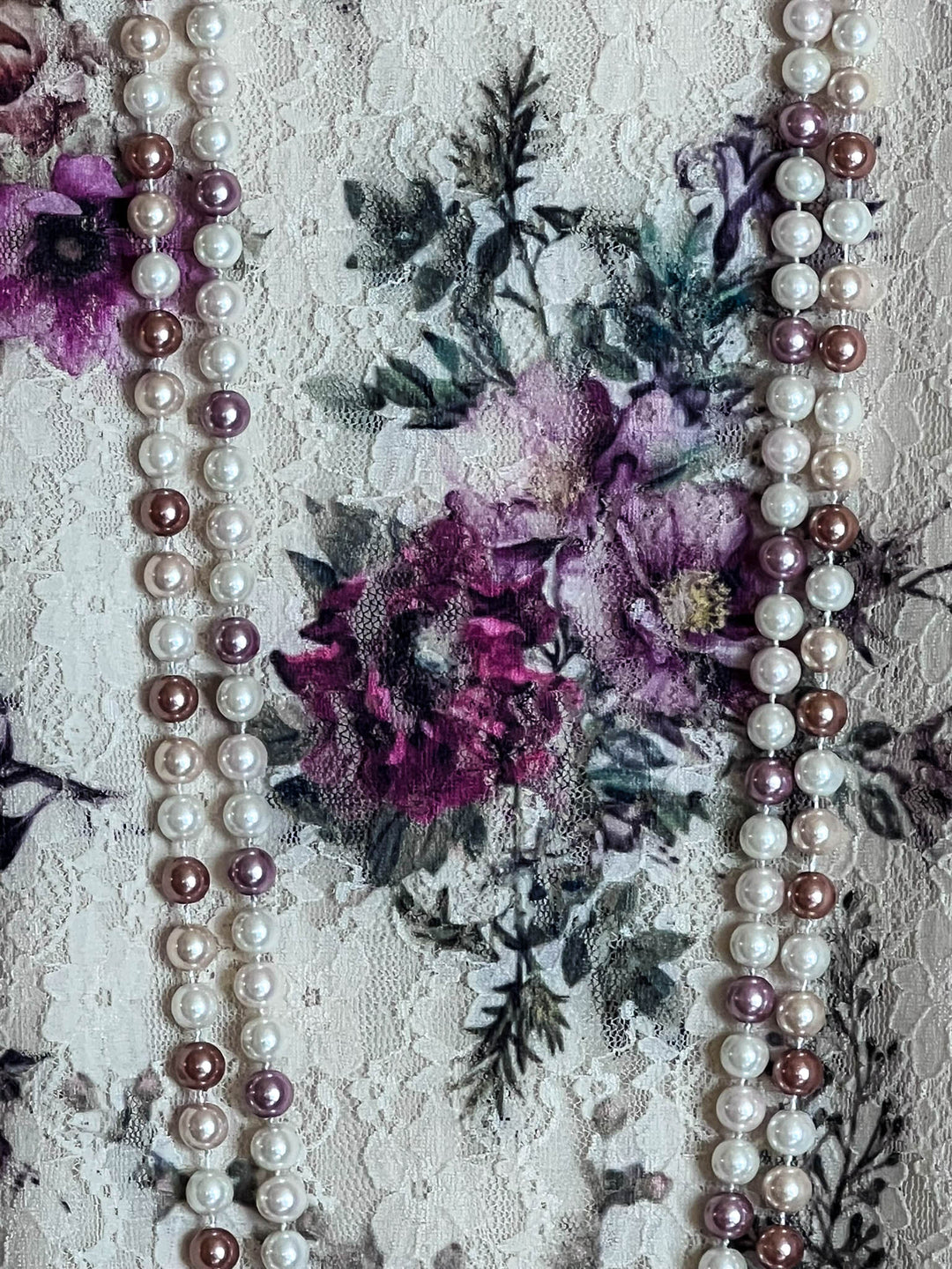 Best Of You Fab Lace Floral Dress Tunic Beige & Multi-Color