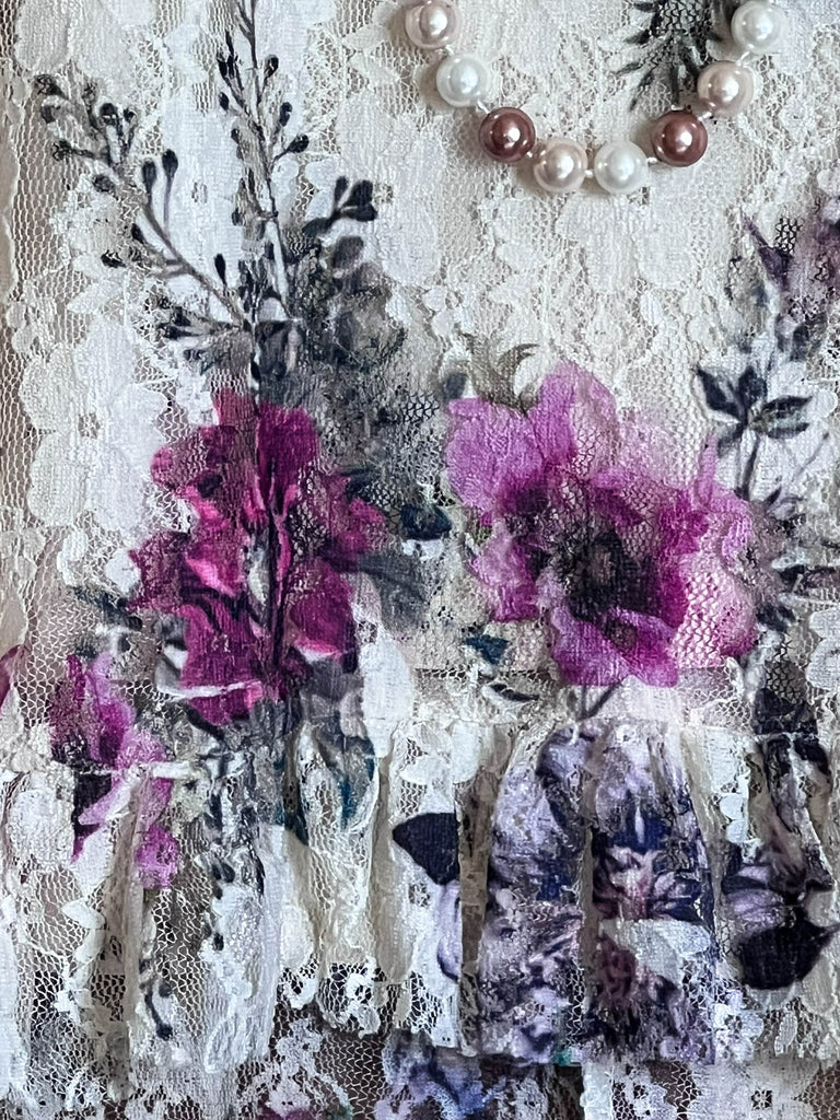 LIKE AN ENCHANTED DREAM FAB FLORAL DRESS-TUNIC IN BEIGE & MULTI-COLOR