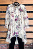 Best Of You Fab Lace Floral Dress Tunic Beige & Multi-Color