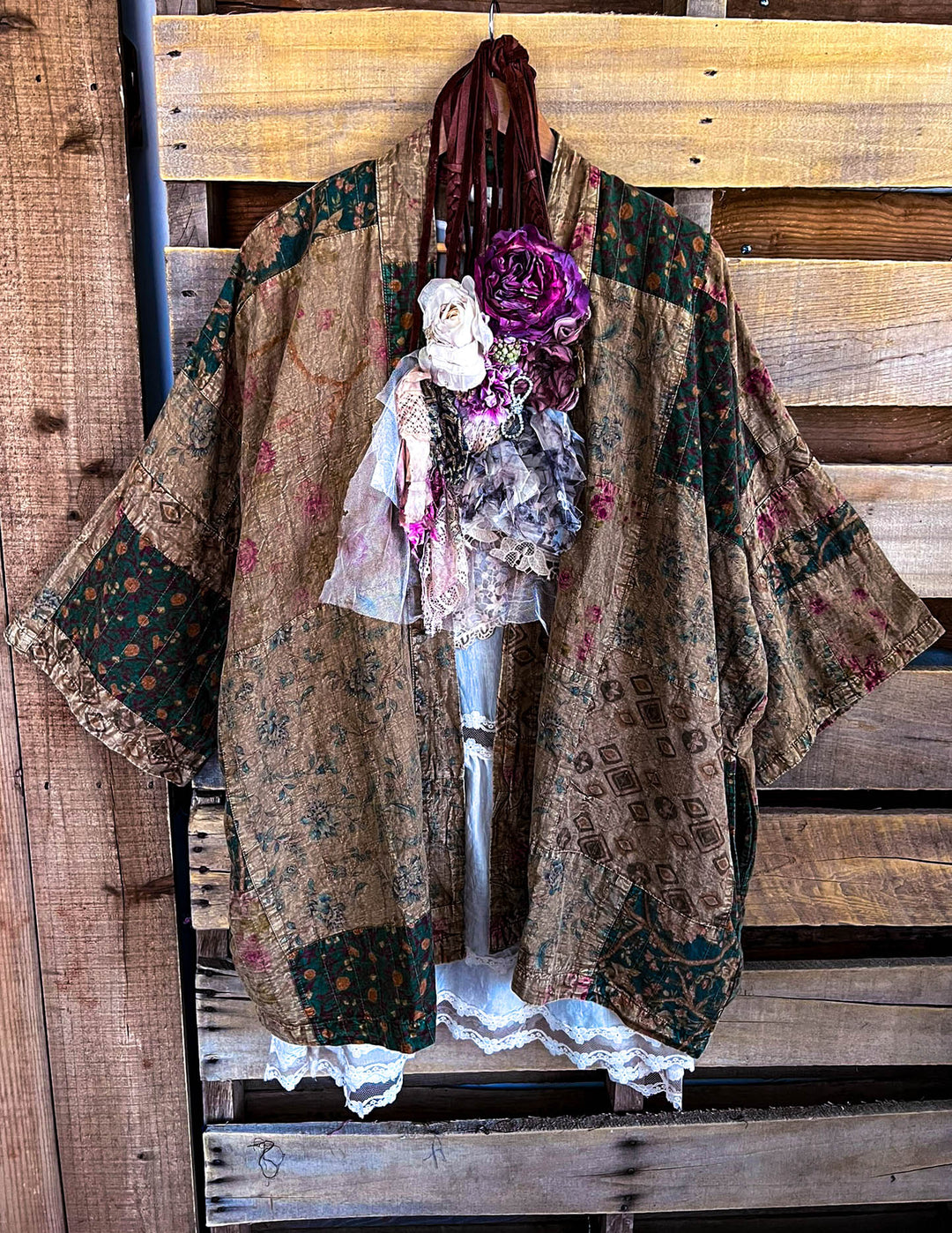 Meadow Wind Vintage Patchwork  Jacket Kimono