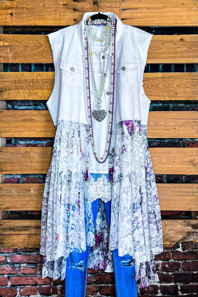A LOVE THAT WILL LAST FOREVER FAB LACE LONG VEST