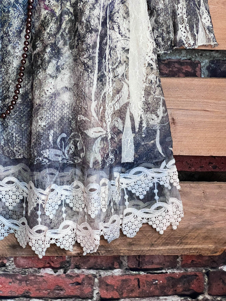 Perfectly WOonderful  Lace Dress Tunic In Brown & Olive