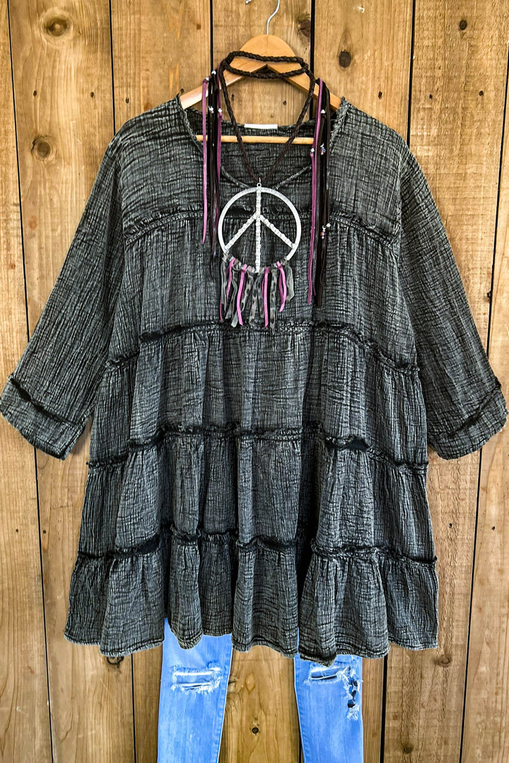 Moon Shade Vintage 100% Cotton Tunic - Stone