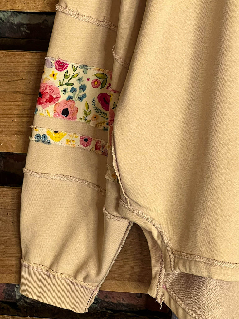 LET LOVE BLOSSOM BOHO COMFY SOFT SWEATSHIRT IN OATMEAL