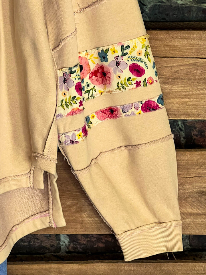 LET LOVE BLOSSOM BOHO COMFY SOFT SWEATSHIRT IN OATMEAL