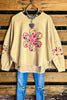LET LOVE BLOSSOM BOHO COMFY SOFT SWEATSHIRT IN OATMEAL