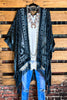 LA VIE BOHEME VELVET BURNOUT KIMONO IN SLATE BLUE TONES
