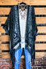 LA VIE BOHEME VELVET BURNOUT KIMONO IN SLATE BLUE TONES
