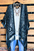 LA VIE BOHEME VELVET BURNOUT KIMONO IN SLATE BLUE TONES