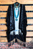 LA VIE BOHEME VELVET BURNOUT KIMONO IN BLACK/BK