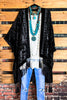 LA VIE BOHEME VELVET BURNOUT KIMONO IN BLACK/BK