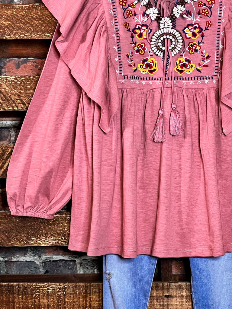 IT ALL BEGINS WITH LOVE DESERT ROSE BABYDOLL TUNIC