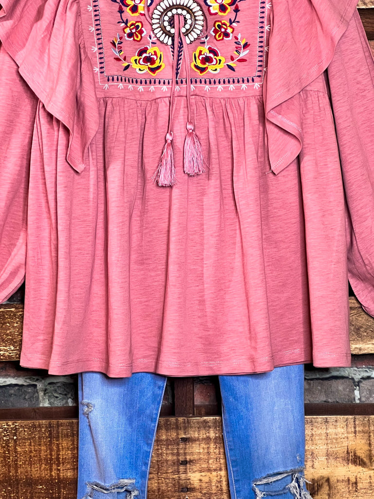 IT ALL BEGINS WITH LOVE DESERT ROSE BABYDOLL TUNIC