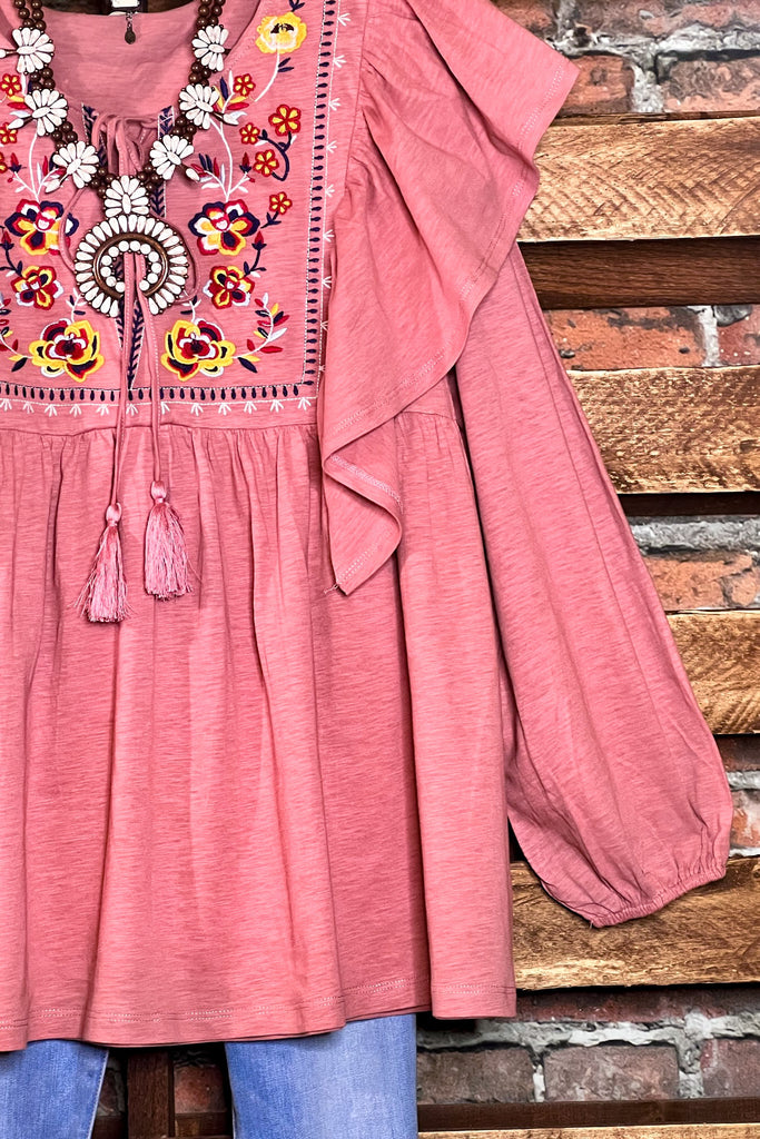 IT ALL BEGINS WITH LOVE DESERT ROSE BABYDOLL TUNIC