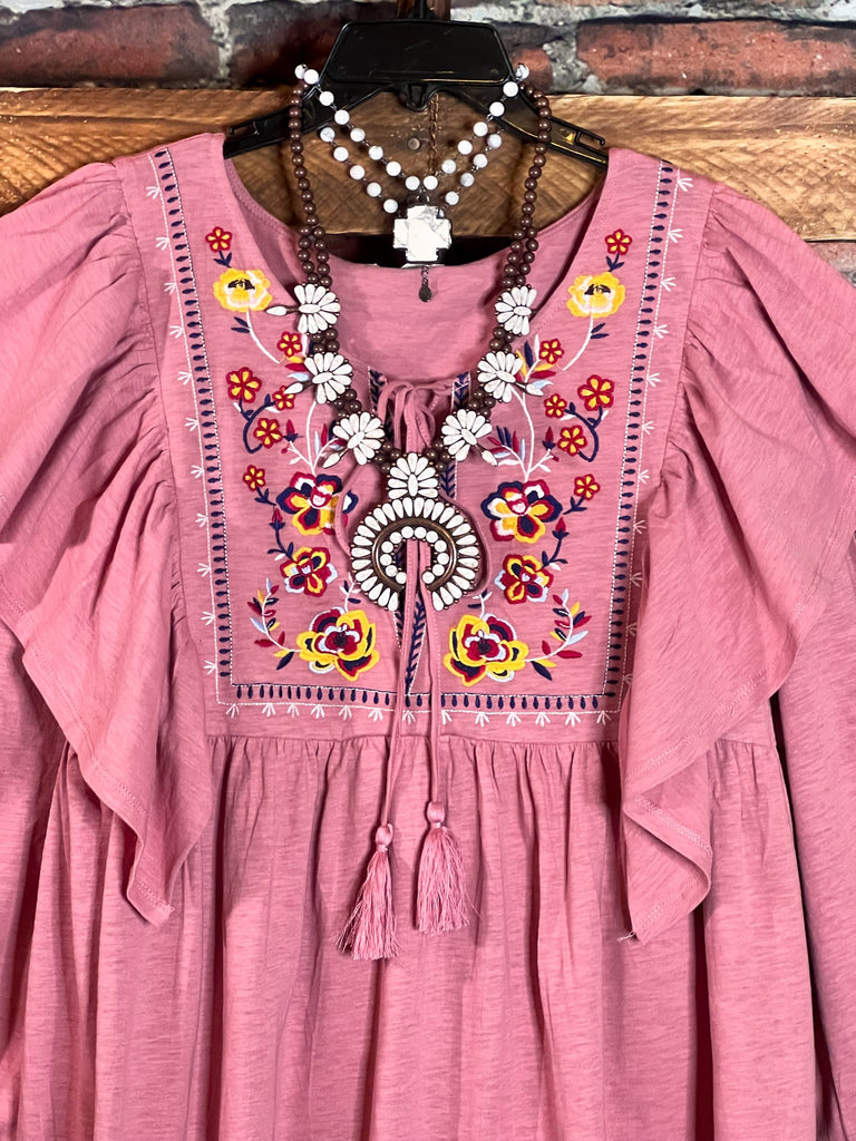 IT ALL BEGINS WITH LOVE DESERT ROSE BABYDOLL TUNIC