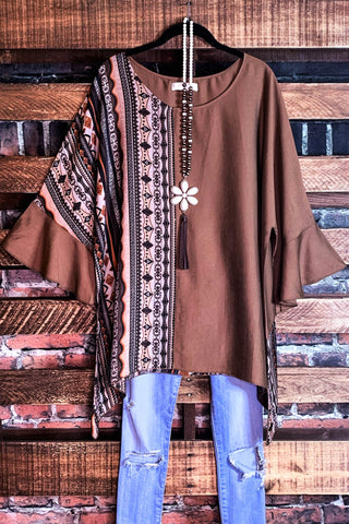 Looking Lovely Bohemian Tunic in Natural & Multi