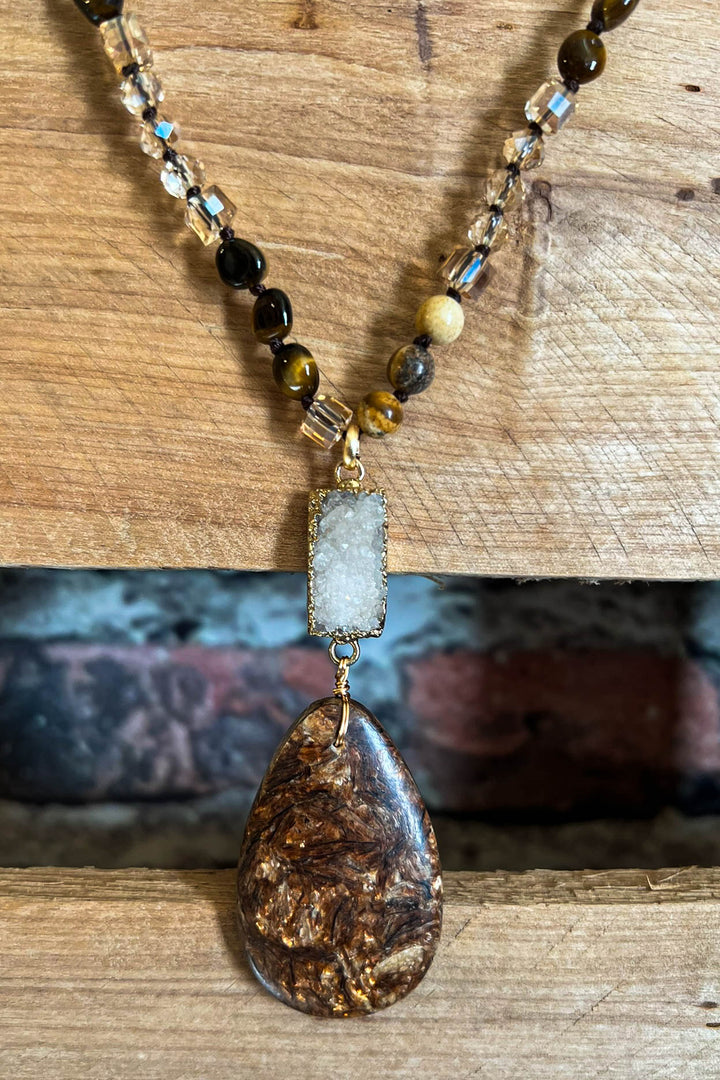 SANDALWOOD BROWN & MOCHA NATURAL STONE NECKLACE