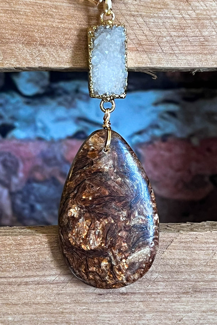 SANDALWOOD BROWN & MOCHA NATURAL STONE NECKLACE