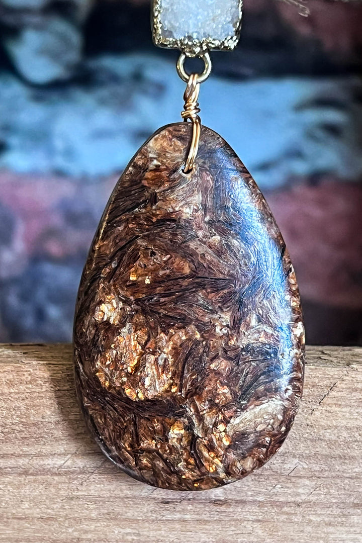 SANDALWOOD BROWN & MOCHA NATURAL STONE NECKLACE