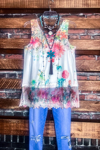 DENIM AND FLORAL DRESS SHIRT IN MULTI-COLOR -------- SALE