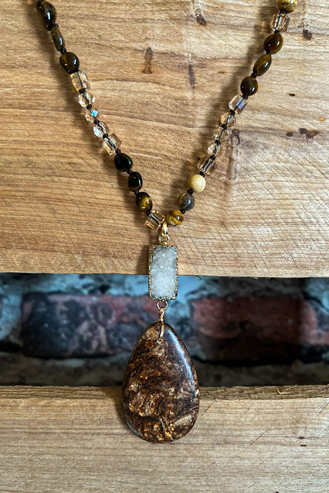 SANDALWOOD BROWN & MOCHA NATURAL STONE NECKLACE