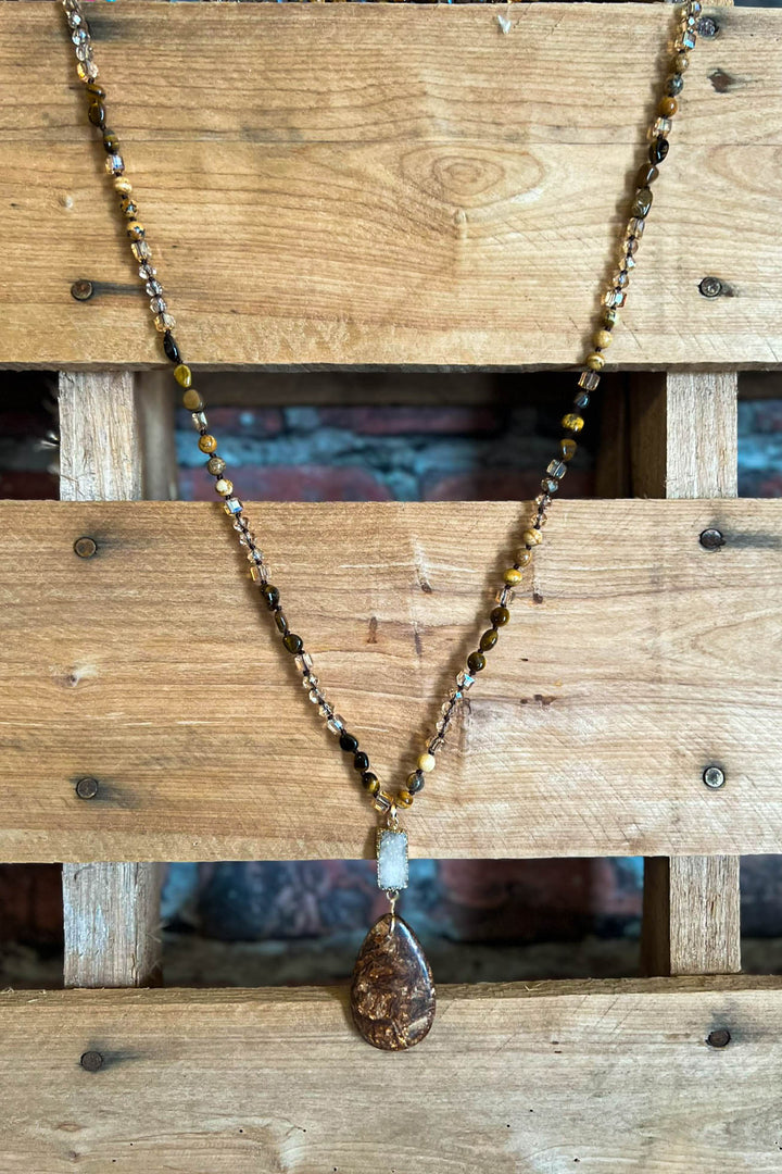 SANDALWOOD BROWN & MOCHA NATURAL STONE NECKLACE