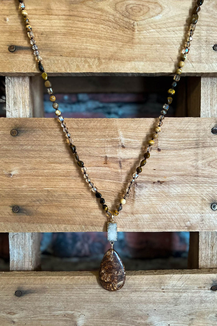 SANDALWOOD BROWN & MOCHA NATURAL STONE NECKLACE