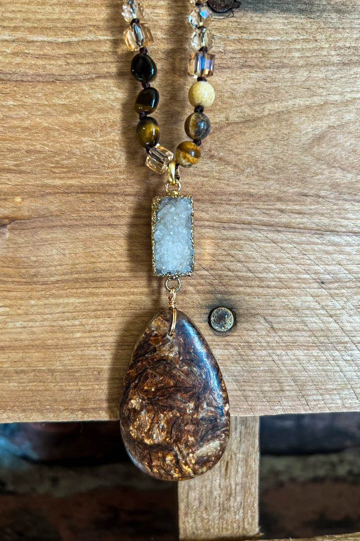 SANDALWOOD BROWN & MOCHA NATURAL STONE NECKLACE