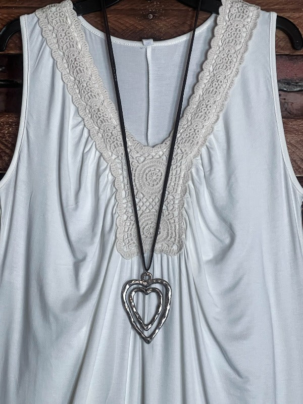 DELIGHTFUL FEELING IVORY CROCHET LACE  TUNIC