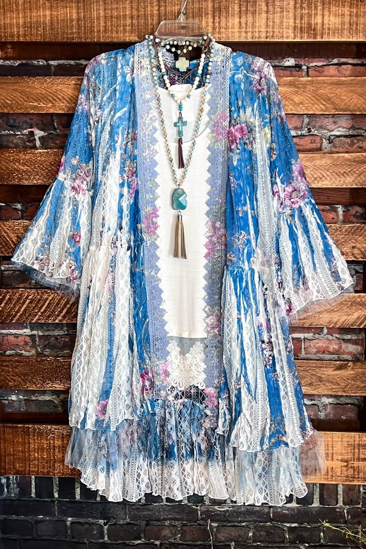 SWEETEST LOVE STORY TEAL FLORAL LACE CARDIGAN